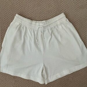 Preveiw International Nordstrom White Cotton Shorts High Waist Elastic Drawstrin
